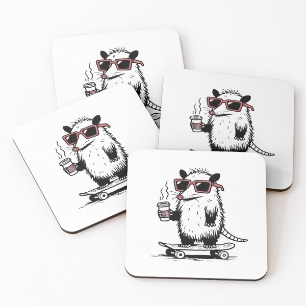 Item preview, Cool Coffee Possum on Skateboard – Funny Hipster Animal Art designed and sold by thesnakeater.