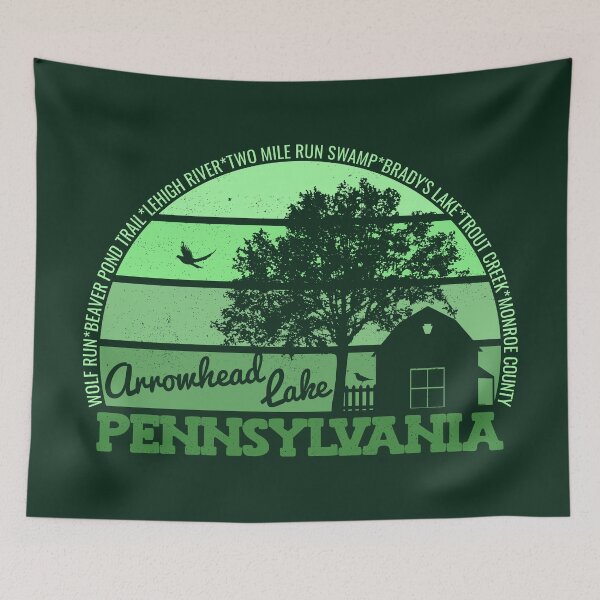 Item preview, Arrowhead Lake Pennsylvania Sunset Retro Vintage Local Pride Logo designed and sold by CRHPOD20.