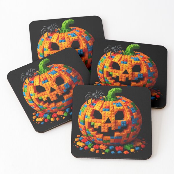 Item preview, Building Bricks Halloween Pumpkin with Spider designed and sold by BeansHotTees.