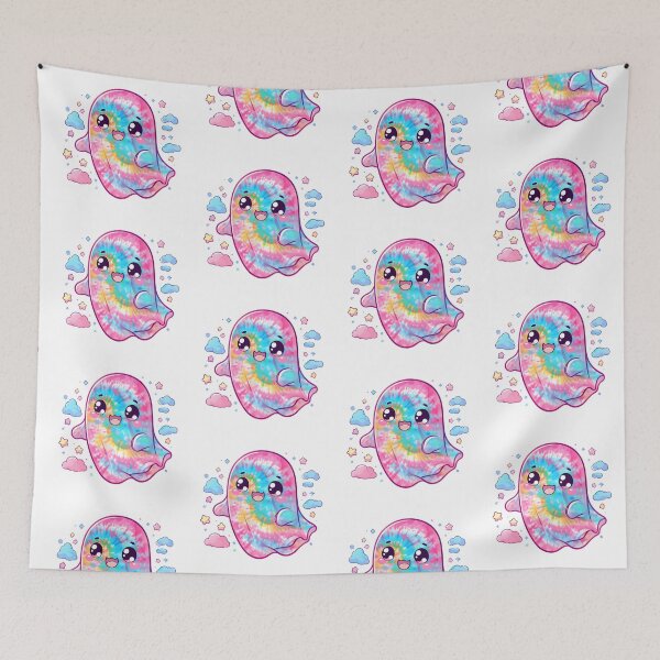 Item preview, Tie-Dye Kawaii Ghost with Stars and Clouds designed and sold by The Crazy Cat Lady.