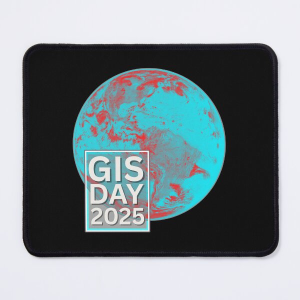 Item preview, GIS Day 2025 – Teal & Red Satellite Earth Artwork designed and sold by Carley Anne Plans.