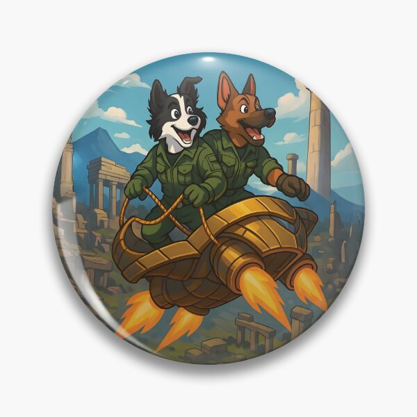 Item preview, Heroic Flight – Border Collie & German Shepherd in Futuristic Chariot designed and sold by designs_by_s2.