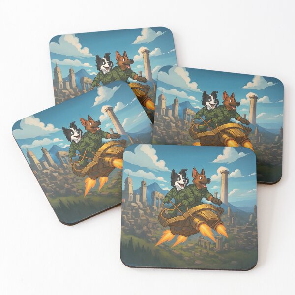 Item preview, Heroic Flight – Border Collie & German Shepherd in Futuristic Chariot designed and sold by designs_by_s2.