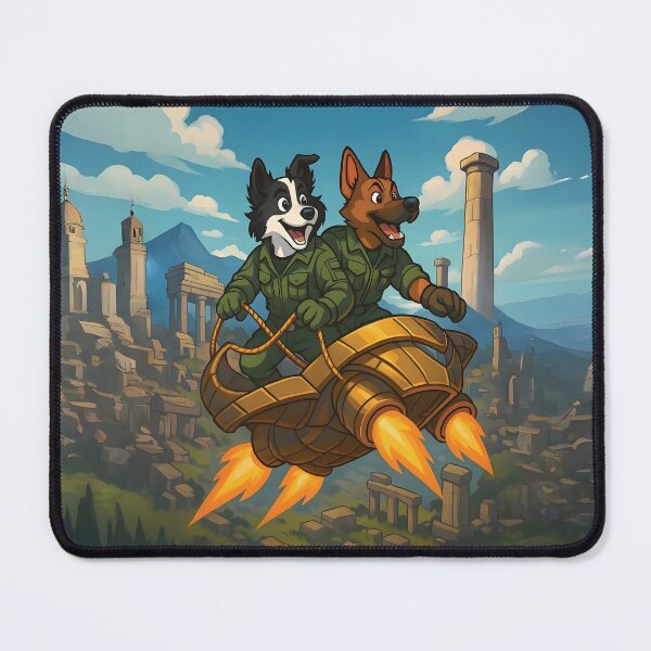 Item preview, Heroic Flight – Border Collie & German Shepherd in Futuristic Chariot designed and sold by designs_by_s2.