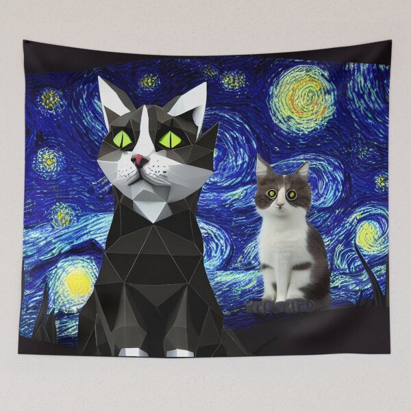 Item preview, Starry Gato and Kit designed and sold by ai-depot.