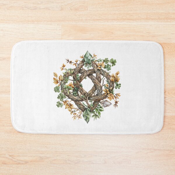Item preview, Celtic Star Wreath with Crystals and Green Leaves – Nature Pagan Art designed and sold by CelticSoulShop.