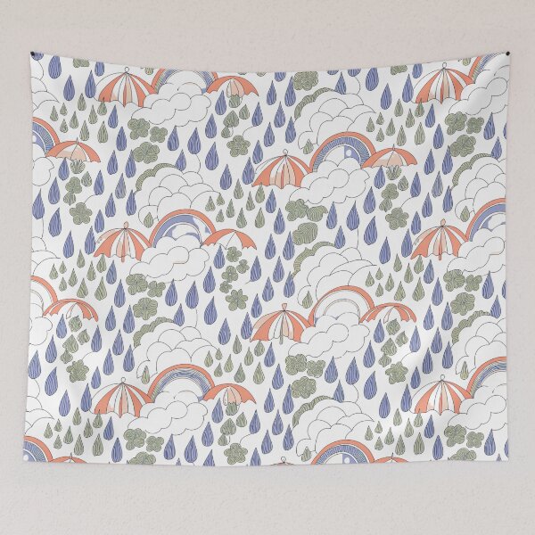 Item preview, Umbrellas and Rain Over Gentle Clouds designed and sold by joycrysstudio.