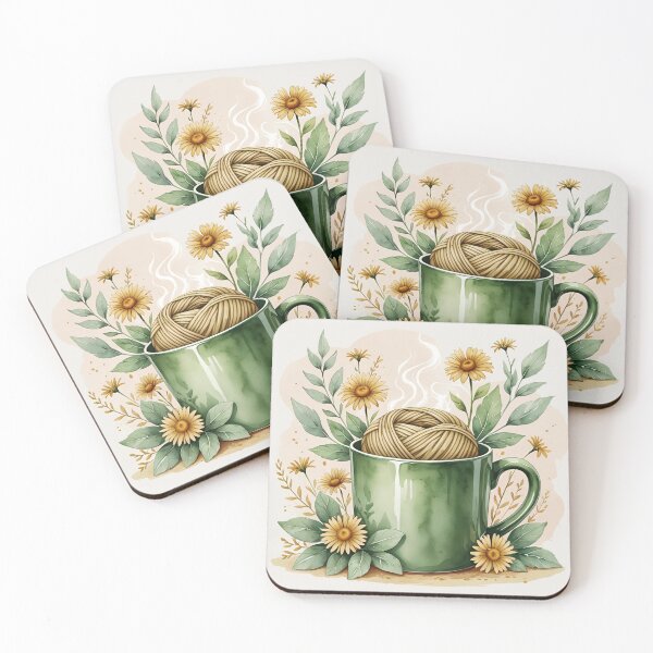Item preview, Brew, Stitch, Repeat – Coffee & Yarn Sticker designed and sold by SproutStitchHandmade.