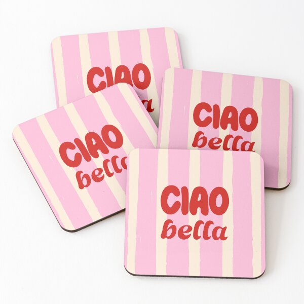 Item preview, Ciao Bella – Pink & Cream Striped Retro Typography designed and sold by MaiZephyr.