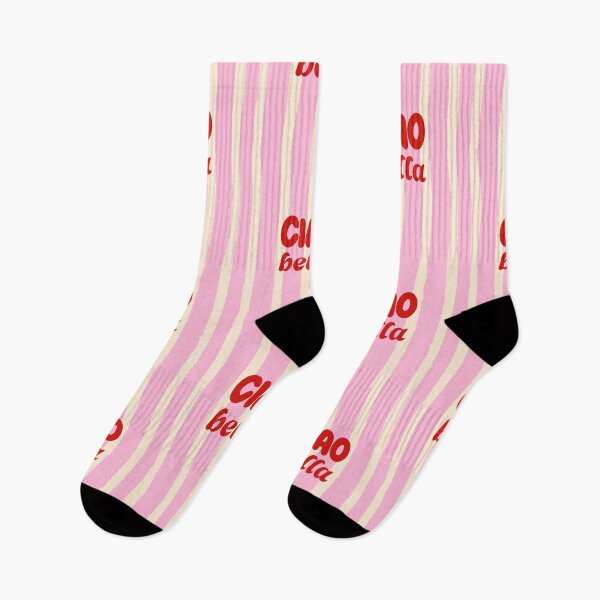 Item preview, Ciao Bella – Pink & Cream Striped Retro Typography designed and sold by MaiZephyr.