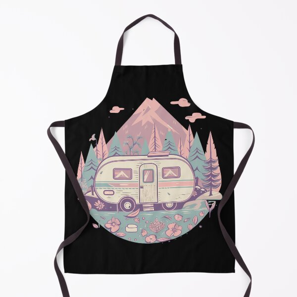 Item preview, Pastel Pink and Mint Retro Camper Mountain Adventure Sticker designed and sold by FestivityFinds.