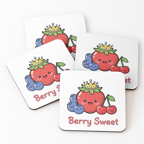 Item preview, Berry Sweet – Cute Kawaii Strawberry, Blueberry & Cherry Fruit Pun Design designed and sold by Design fual .