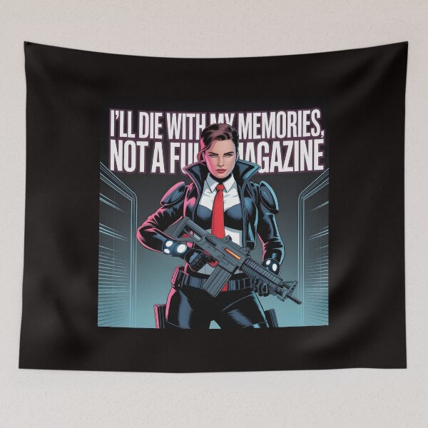 Item preview, I’ll Die With My Memories – Cyberpunk Woman With Rifle  designed and sold by UTkiKK.