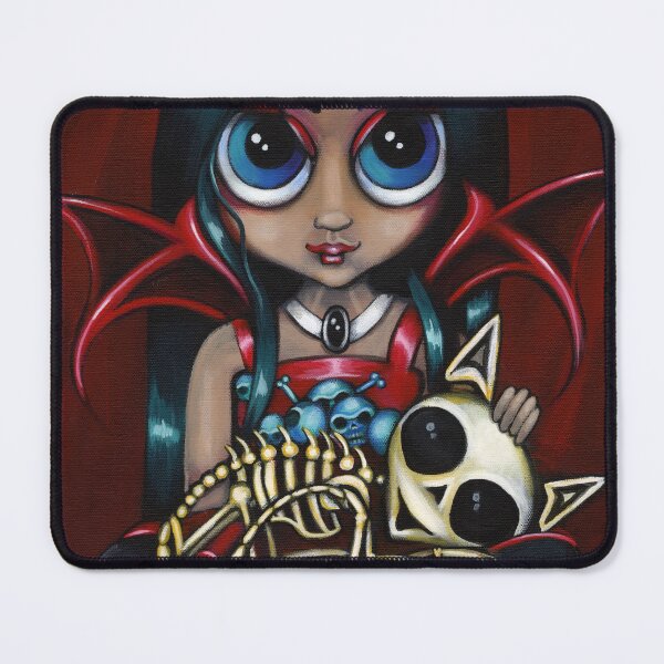 Item preview, My Bony Beloved - Gothic Bat Fairy Skeleton Cat Art designed and sold by Morbidly Adorable: Art of Misty Monster.