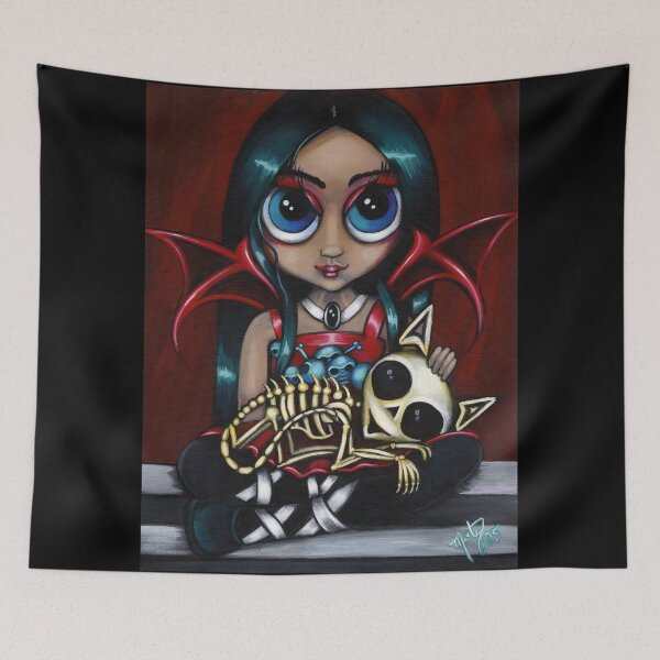 Item preview, My Bony Beloved - Gothic Bat Fairy Skeleton Cat Art designed and sold by Morbidly Adorable: Art of Misty Monster.