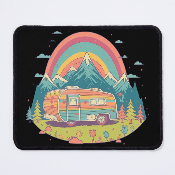 Item preview, Retro Rainbow Camper Mountain Adventure Sticker designed and sold by FestivityFinds.