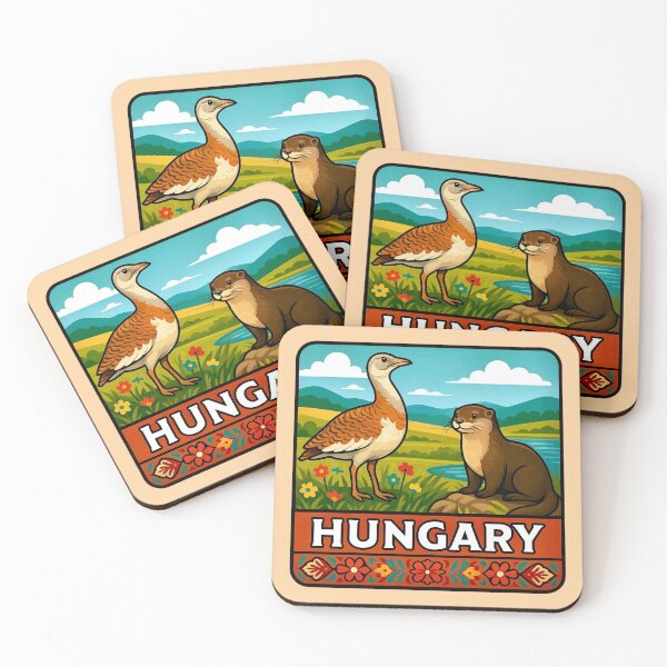 Item preview, Hungary Wildlife - Great Bustard & Eurasian Otter designed and sold by Myra365Art.