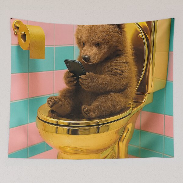 Item preview, funny grizzly sitting on a golden toilet designed and sold by Mauswohn.
