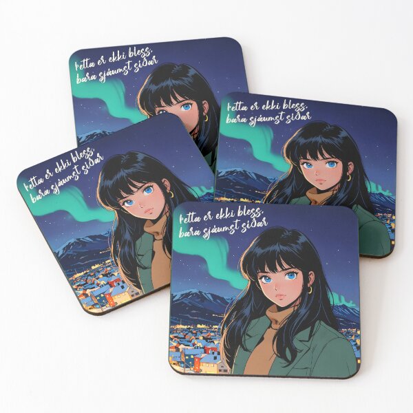 Item preview, Retro Anime Girl from Reykjavik Eceland Vintage Travel Romantic Quote designed and sold by Kawaii-Sky.