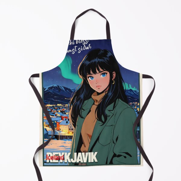 Item preview, Retro Anime Girl from Reykjavik Eceland Vintage Travel Romantic Quote designed and sold by Kawaii-Sky.