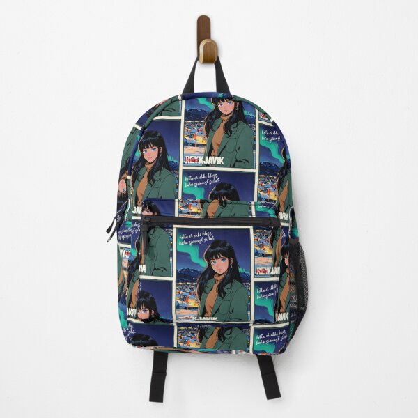 Item preview, Retro Anime Girl from Reykjavik Eceland Vintage Travel Romantic Quote designed and sold by Kawaii-Sky.