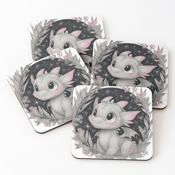 Item preview, Adorable Baby Dragon Under Starry Night Sky – Fantasy Art designed and sold by ArgentoArt.