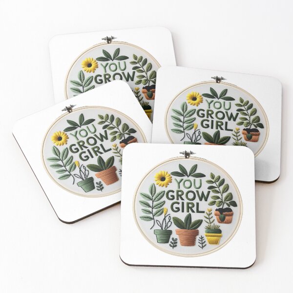 Item preview, You Grow, Girl – Botanical Embroidery Hoop designed and sold by SproutStitchHandmade.