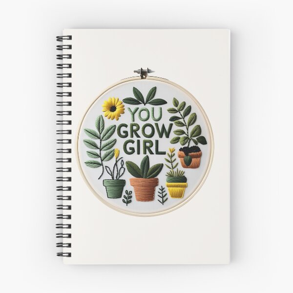 Item preview, You Grow, Girl – Botanical Embroidery Hoop designed and sold by SproutStitchHandmade.