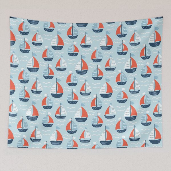 Item preview, Cute Nautical Sailboat Pattern for Kids | Red Blue Summer Ocean Design Kids Clothing designed and sold by FestivityFinds.