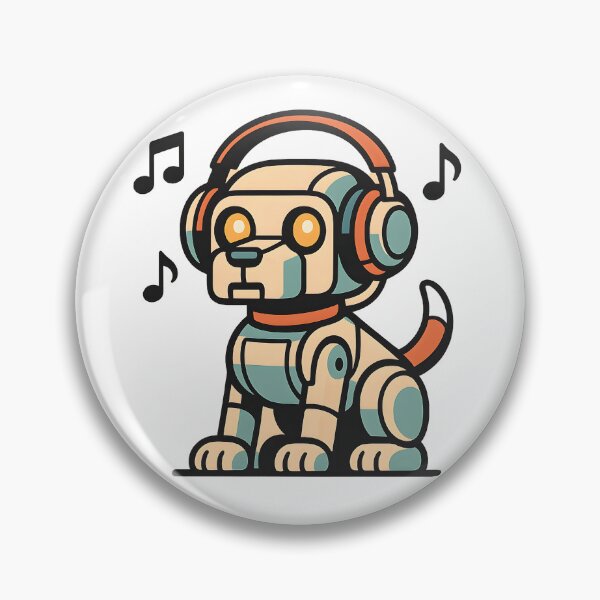 Item preview, Retro Robot Dog - Headphones and Chill designed and sold by PufftailStudio.
