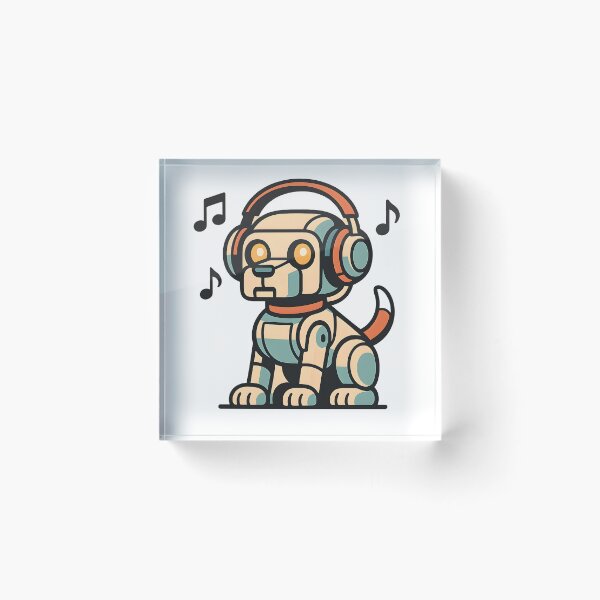 Item preview, Retro Robot Dog - Headphones and Chill designed and sold by PufftailStudio.
