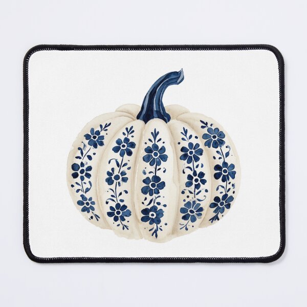 Item preview, Vintage Cottagecore Blue Floral Pumpkin Illustration designed and sold by The Crazy Cat Lady.