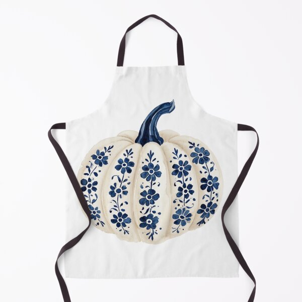 Item preview, Vintage Cottagecore Blue Floral Pumpkin Illustration designed and sold by The Crazy Cat Lady.