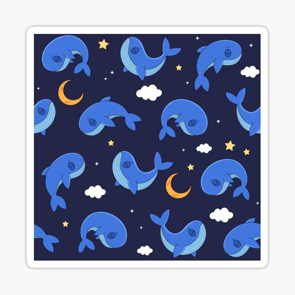 Item preview, Whimsical Blue Whales in Night Sky Stickers designed and sold by FestivityFinds.