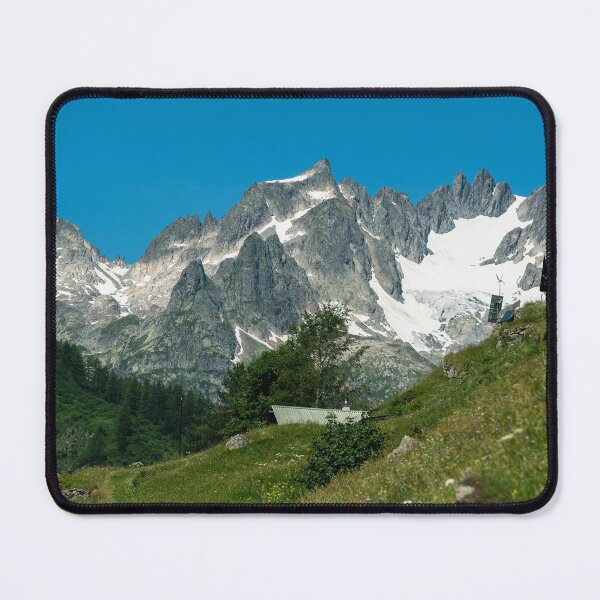 Item preview, Swiss Alpine Peaks with Remote Cabin and Snow-Capped Mountains designed and sold by alicjamiekina.