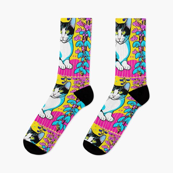 Item preview, Neo-Japanese Cat with Wisteria – Dreamy Pop Art Fusion designed and sold by LEO'S CREATURE　れおずくりーちゃー.