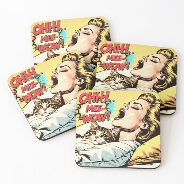 Item preview, 1960s Pastiche Cat Lovers Bedtime AI Pop Art MEE-WOW designed and sold by NickWhittleArt.
