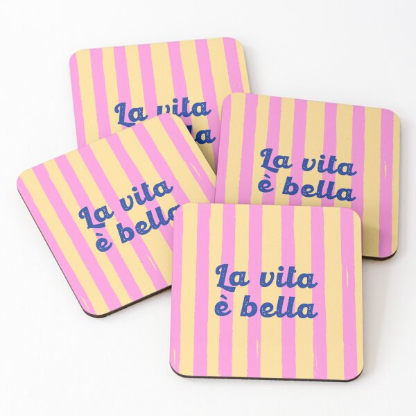 Item preview, La Vita è Bella – Retro Bright Yellow & Pink Stripes designed and sold by MaiZephyr.