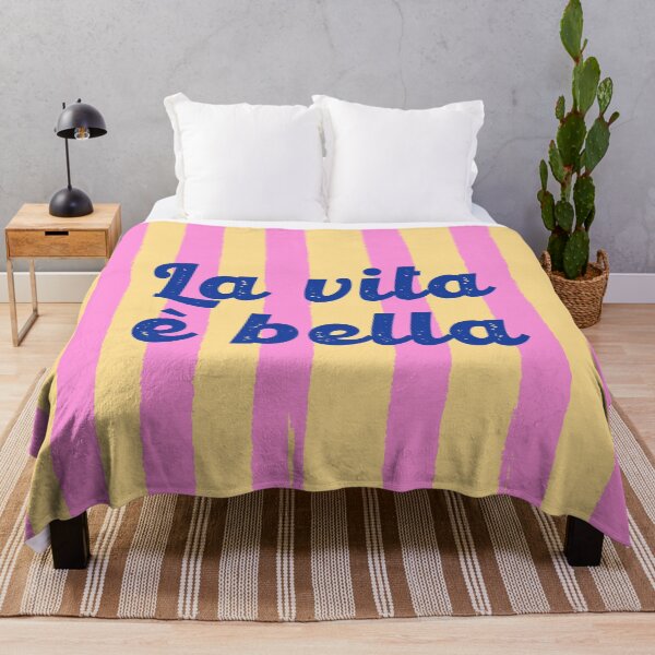Item preview, La Vita è Bella – Retro Bright Yellow & Pink Stripes designed and sold by MaiZephyr.