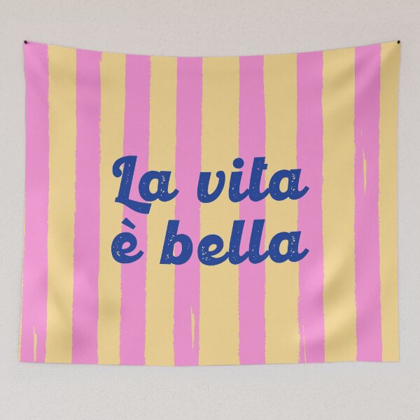 Item preview, La Vita è Bella – Retro Bright Yellow & Pink Stripes designed and sold by MaiZephyr.