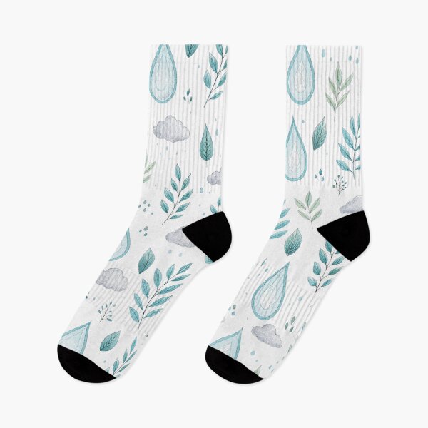 Item preview, Watercolor Leaves and Raindrops on Black designed and sold by joycrysstudio.