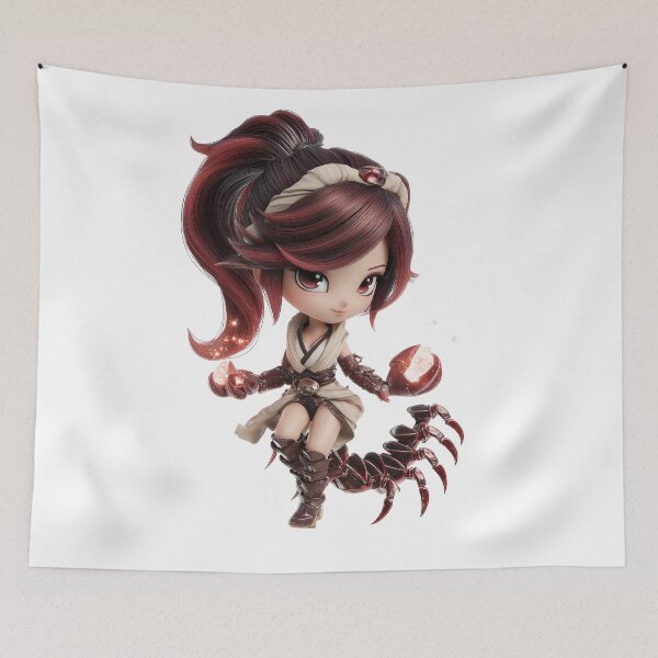 Item preview, Chibi Zodiac Scorpio Girl – Cute Astrology Character Illustration designed and sold by GoldenChiArt.