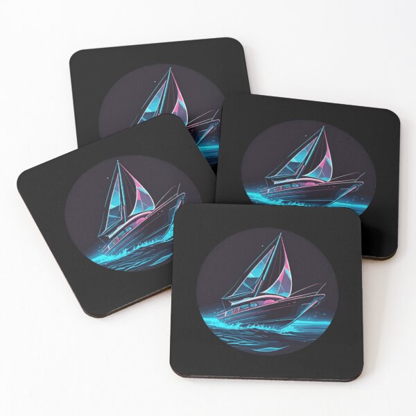 Item preview, Neon Sailboat on Futuristic Ocean Night designed and sold by PrintBreeze.