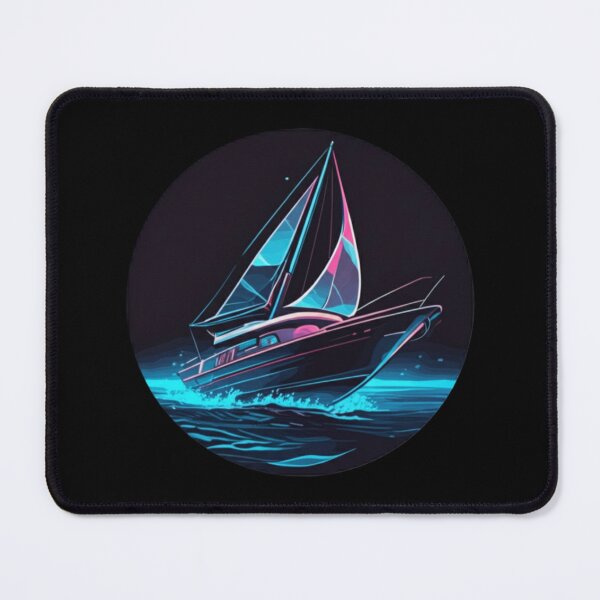Item preview, Neon Sailboat on Futuristic Ocean Night designed and sold by PrintBreeze.