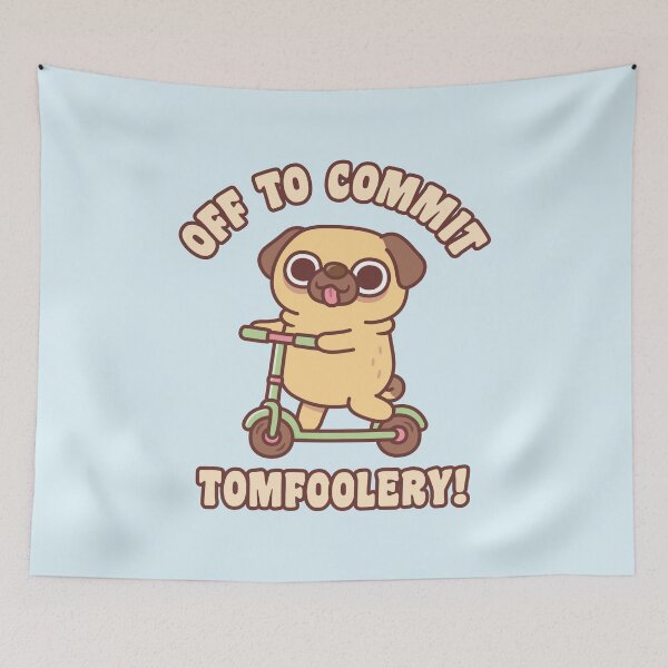 Item preview, Cute Pug On Kick Scooter Off To Commit Tomfoolery designed and sold by rustydoodle.