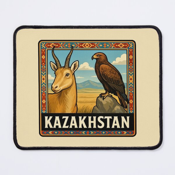 Item preview, Kazakhstan Wildlife - Saiga Antelope & Steppe Eagle designed and sold by Myra365Art.