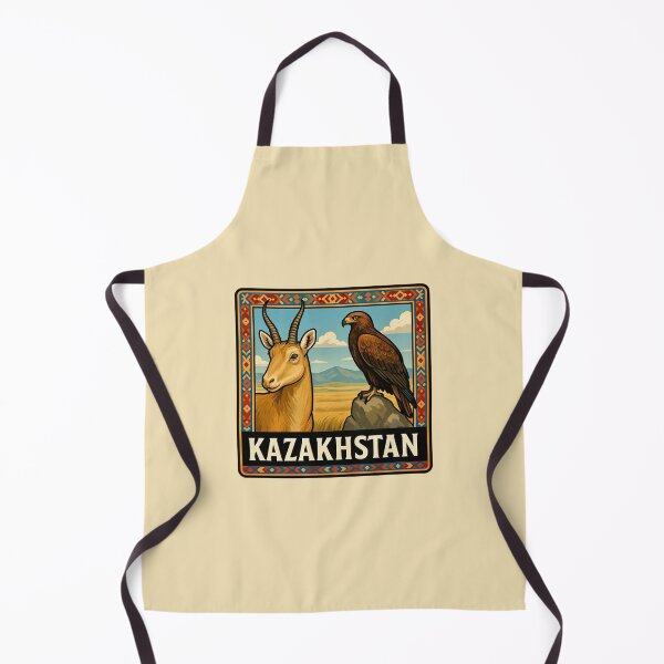 Item preview, Kazakhstan Wildlife - Saiga Antelope & Steppe Eagle designed and sold by Myra365Art.