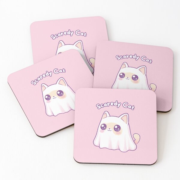 Item preview, Scaredy cat in a ghost costume designed and sold by CollieCreates.