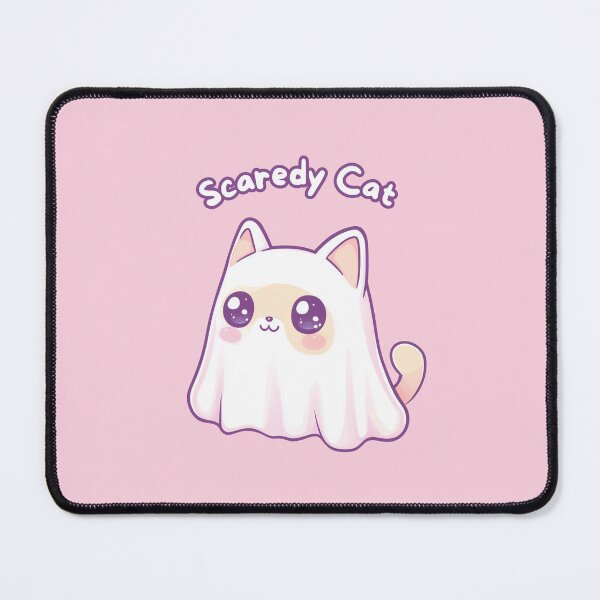 Item preview, Scaredy cat in a ghost costume designed and sold by CollieCreates.