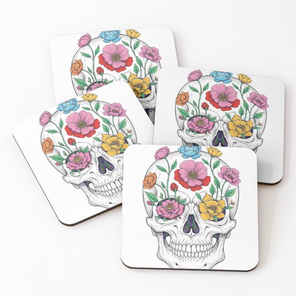 Item preview, Skull with flowers blooming from it designed and sold by misbahsiro.